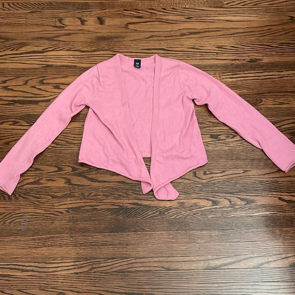 Women’s gap size xs shrug with sleeves. Pink cotton and angora rabbit hair.